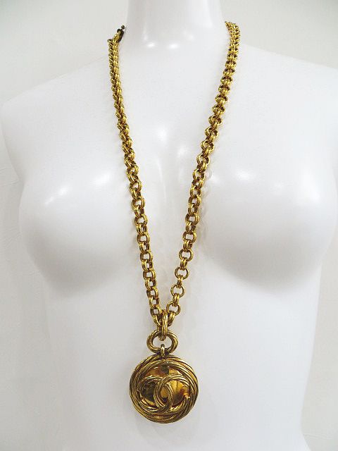 シャネル CHANEL ネックレス 93P ココマーク CC ゴールドカラー 鏡 