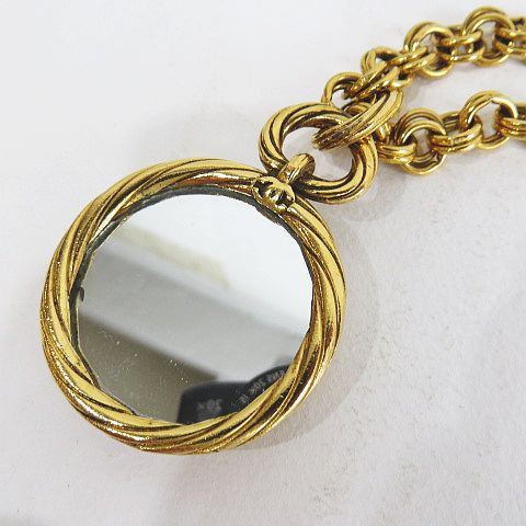 シャネル CHANEL ネックレス 93P ココマーク CC ゴールドカラー 鏡 