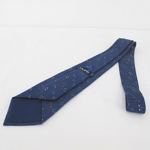 HERMES エルメス ネクタイ シルク 絹 象 ブルー 4033 HERMES エルメス ネクタイ 青（象柄） エルメス HERMES ゾウ柄