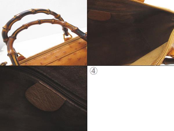 グッチ GUCCI 000 3444 0294 オーストリッチ バンブー ハンドバッグ 