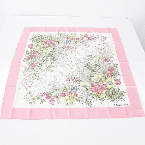 クリスチャンディオール Christian Dior 花柄 フラワー 大判 スカーフ  