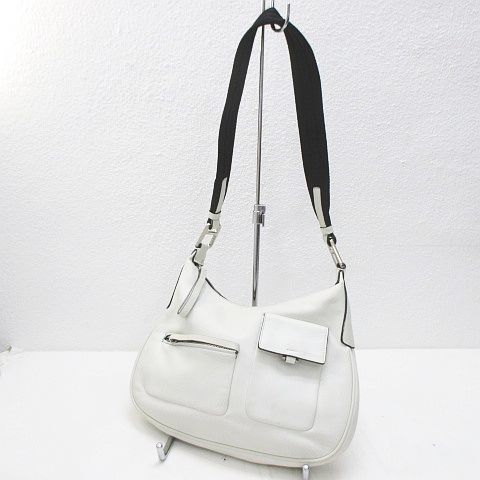 プラダ PRADA セミショルダー バッグ ホワイト 白 レザー 革 