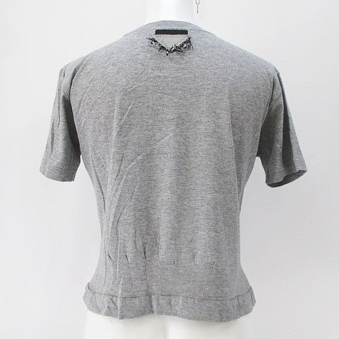 プラダ PRADA 半袖 カットソー ベア刺繍 Tシャツ クマ ロゴ グレー 灰 