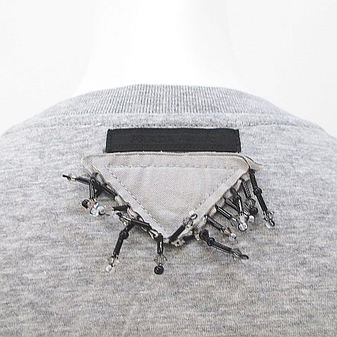 プラダ PRADA 半袖 カットソー ベア刺繍 Tシャツ クマ ロゴ グレー 灰 
