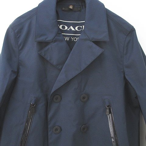 コーチ Coach ショートトレンチコート ジャケット ダブルb S P 防水 ネイビー 紺系 綿 コットン 国内正規 メンズ 077 ベクトルパーク