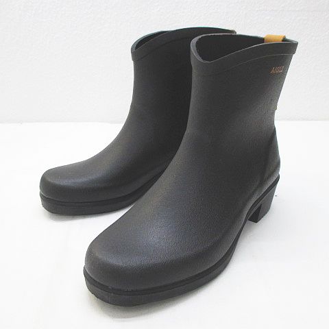 エーグル AIGLE ラバーブーツ レインブーツ ショート 36 ブラック 黒  