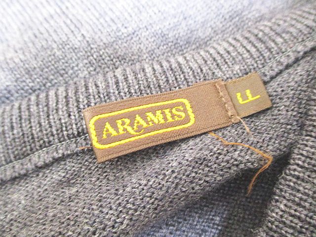 アラミス ARAMIS ニット ベスト Vネック LL 灰 グレー 無地 毛 ウール 