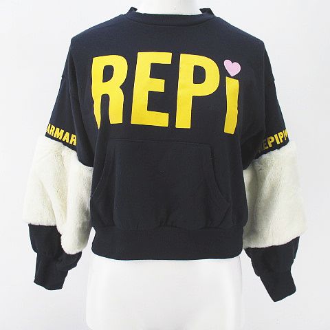 Repipi Armario レピピアルマリオ 長袖 トレーナー スウェット カットソー Xs ネイビー 紺系 ロゴ文字 プリント ハート レディース 077 ベクトルパーク