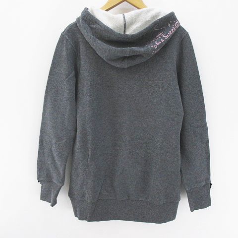 メゾピアノ Mezzo Piano 長袖 パーカ チュニック L 160 灰系 グレー ロゴ 文字 プリント 刺繍 ラインストーン リボン カンガルーポケット 綿 コットン 裏起毛 キッズ 077 ベクトルパーク