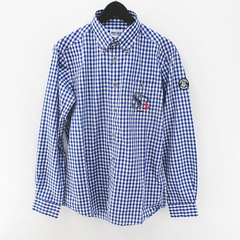 SINA COVA チェック シャツ 長袖 ロゴ 刺繍　未使用タグ付き　M シナコバ 長袖シャツ チェック ブルー美品❣️ MN-0679 美品 SINA COVA
