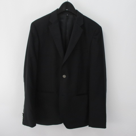 ユニクロ Uniqlo 長袖 テーラードジャケット M 黒系 ブラック スリムフィット 裏地 ボタン ポケット 肩パッド メンズ 077 ベクトルパーク