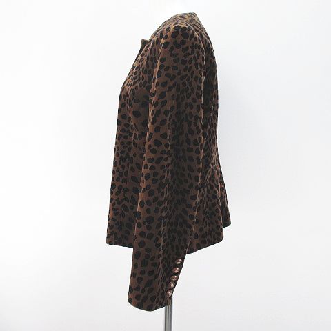 GIVENCHY ジバンシー レオパード ノーカラーコート ヴィンテージ 42 ジバンシィ GIVENCHY 長袖 ノーカラージャケット 42 ブラウン 茶