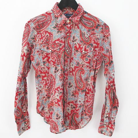 ラルフローレン RALPH LAUREN 長袖 シャツ ブラウス 4 レッド 赤系 総 