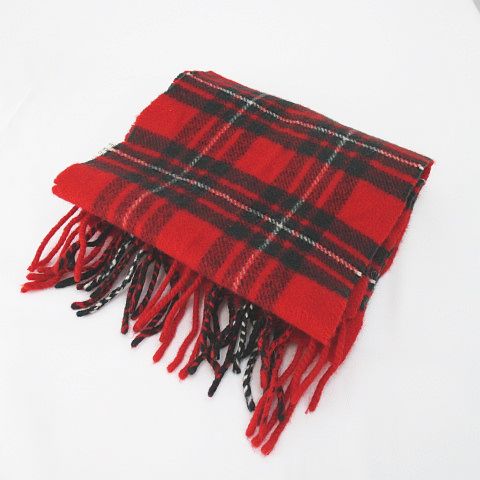 赤 チェック柄 マフラー フリンジ付き ミニミニストア miniministore