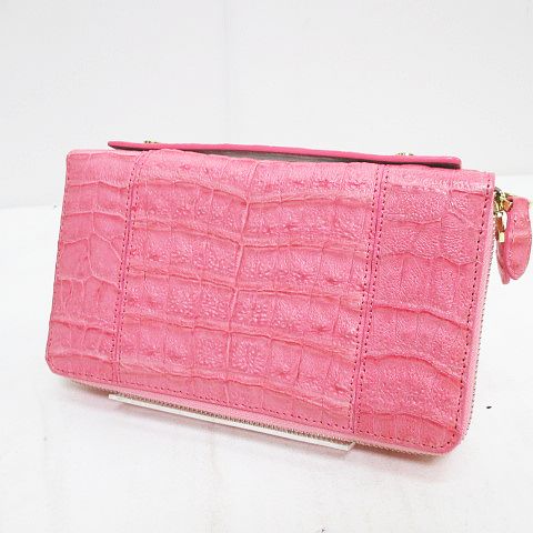 ロメオジリ Romeo Gigli セカンドバッグ ダブルファスナー 財布 多機能 クロコダイル 本革 ピンク レディース 077 ベクトルパーク