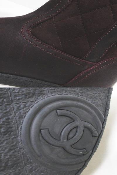 シャネル CHANEL ムートンブーツ キルティングココマーク コンビ 36 ボルドー スエード レザー 革 イタリア製 G29320 13A レディース