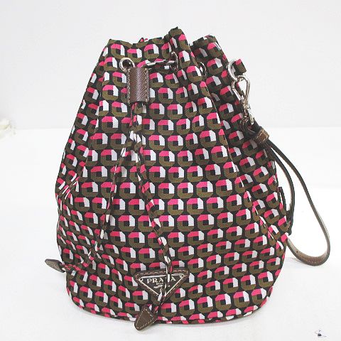 プラダ PRADA 1n1863 巾着 ミニバッグ 幾何学模様 マルチカラー