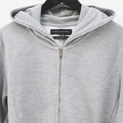 ザラ Zara 長袖 パーカー ジャケット M 灰系 グレー ジップアップ ポケット リブ 綿 コットン メンズ 077 ベクトルパーク