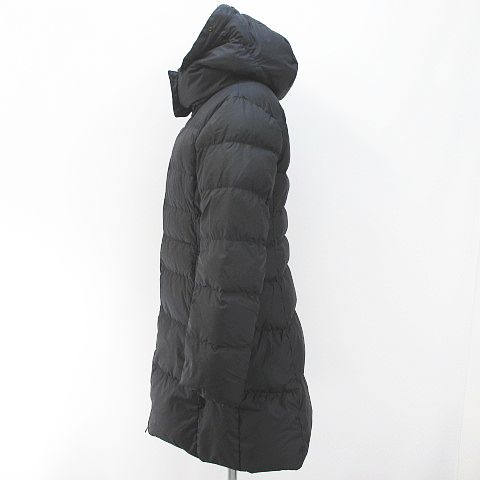 ユニクロ Uniqlo ロング ダウンコート ジャケット M 黒系 ブラック フード ジップアップ 中綿 無地 レディース 077 ベクトルパーク