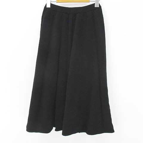 クロエ CHLOE ミモレ丈 フレアスカート ニット 40 黒系 ブラック 毛 