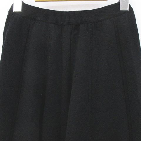 クロエ CHLOE ミモレ丈 フレアスカート ニット 40 黒系 ブラック 毛 