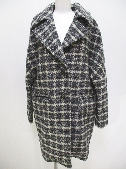 メルローズ Melrose Claire 長袖 ツイード チェスター コート 柄 総柄 灰系 グレー 毛 ウール レディース 077 ベクトルパーク