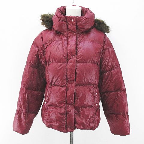 ギャップ GAP ダウンジャケット 中綿 ファー M ボルドー系 ワイン 