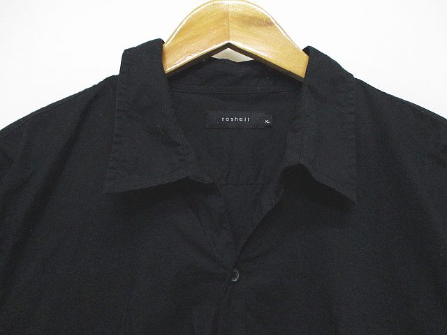 ロシェル Roshell 長袖 スキッパー シャツ Xl 黒 ブラック 無地 綿 コットン メンズ 077 ベクトルパーク