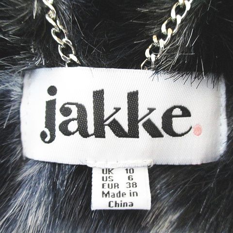 ジャッキー JAKKE チェック フェイクファーコート ノーカラー 38 緑系 