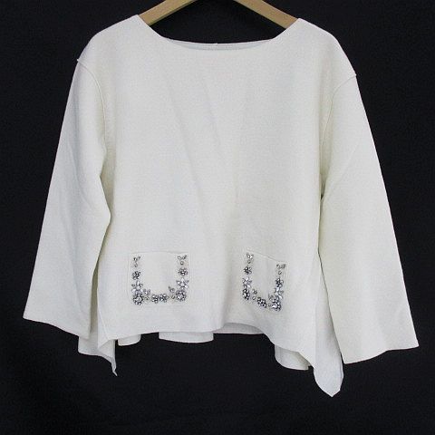 チェスティ Chesty 七分袖 ニット カットソー ビジュー 1 ホワイト  