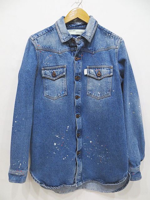 オフホワイト Off White Vintage Paint Denim Shirt ペイント デニムシャツ Xs インディゴ イタリア製 メンズ 077 201912070305 ベクトルパーク