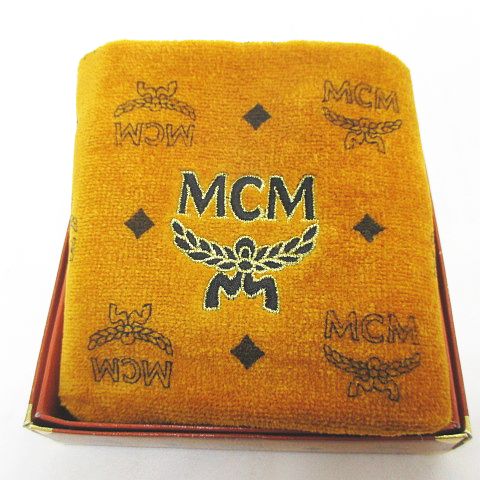 未使用品 エムシーエム MCM タオルチーフ ロゴプリント ブラウン