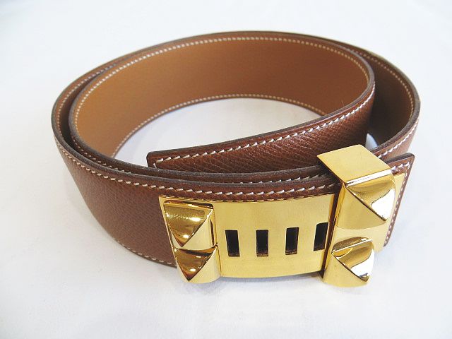 エルメス HERMES コリエドシアン ベルト 80 クシュベル ブラウン 