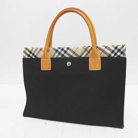 バーバリーブルーレーベル Burberry Blue Label トートバッグ ハンド ブラック 黒 チェック キャンバス地 レザーハンドル レディース 077 201912260943 ベクトルパーク