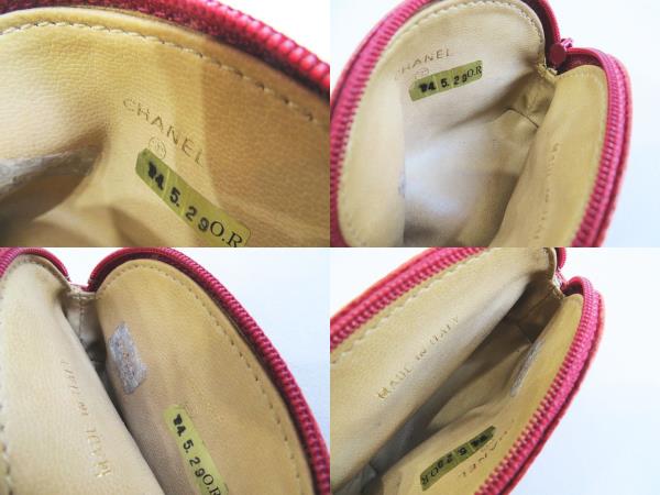 シャネル CHANEL コインケース 小銭入れ キャビアスキン 赤系 レッド