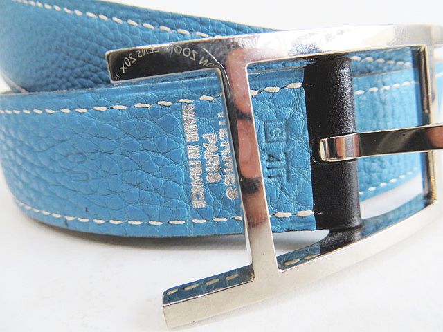 エルメス HERMES リバーシブル ベルト ブルー ブラック □G刻印
