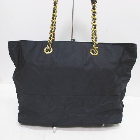 プラダ PRADA トートバッグ チェーン キルティング ネイビー 紺