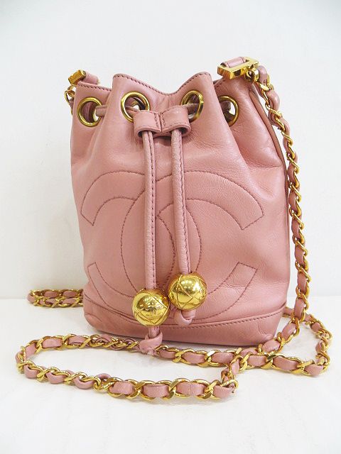 シャネル Chanel チェーンショルダーバッグ ボールチャーム Cc ココマーク 巾着バッグ レザー ピンク系 レディース 077 ベクトルパーク