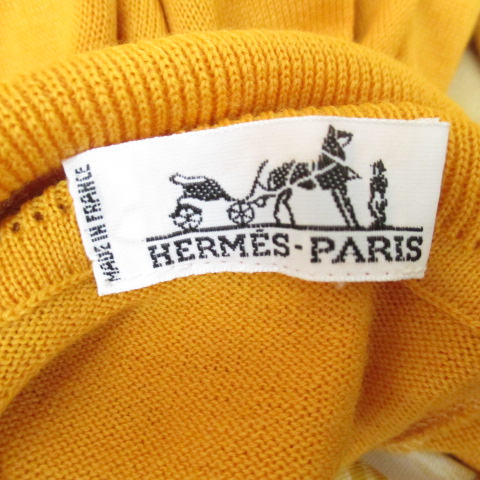 エルメス HERMES スカーフ柄 馬柄 長袖 ニット タートルネック 44 