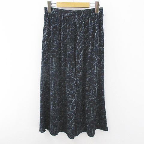 小泉アパレル ミモレ丈 ワイドパンツ スカンツ ガウチョ M 紺系 ネイビー ストレッチ ポケット 総柄 レディース 077 ベクトルパーク