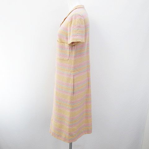 シャネル CHANEL P14945V08265 00C ボーダー 半袖 膝丈 ワンピース 38  
