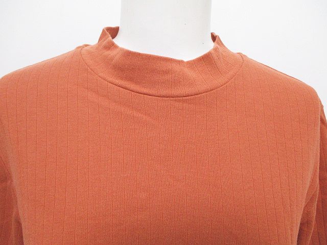 ユニクロ Uniqlo 半袖 ハイネック カットソー リブ L オレンジ 無地 綿 コットン レディース 077 ベクトルパーク