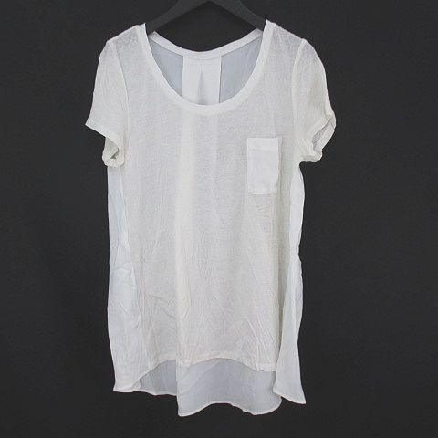 エムケー ミッシェルクラン Mk Michel Klein 半袖 カットソー Tシャツ 麻 リネン混 38 ホワイト 白系 フィッシュテール 透け感 レディース 077 ベクトルパーク エムケー ミッシェルクラン Mk Michel Klein 半袖 カットソー Tシャツ 麻 リネン混 38 ホワイト 白系 フィッシュテール 透け感 レディース 077 ベクトルパーク