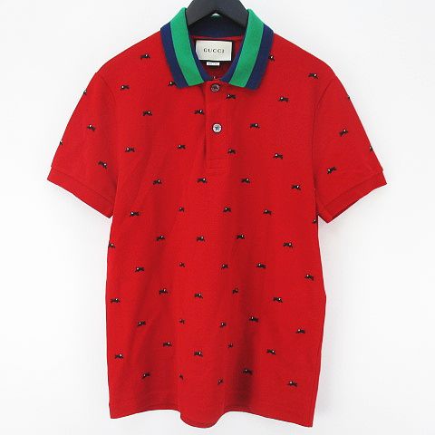 グッチ GUCCI 半袖 ポロシャツ 475113 X5T69 カットソー S レッド 赤系 