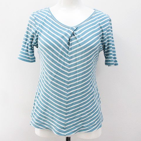トゥーシー Two C 半袖 ボーダー カットソー 4 青系 ブルー 透け感 レディース 077 ベクトルパーク