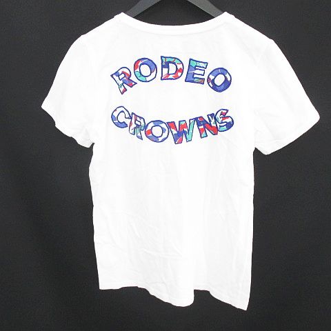 ロデオクラウンズワイドボウル　半袖Tシャツ　ロゴ刺繍　丸首　カジュアル　おしゃれ ロデオクラウンズワイドボウル　半袖Tシャツ　ロゴ刺繍　丸首　カジュアル
