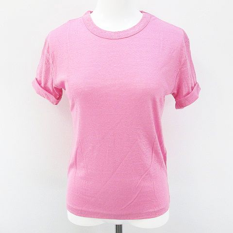 ロンハーマン Ron Herman 半袖 Tシャツ カットソー 麻 リネン Xs ピンク系 日本製 ロールアップ 無地 レディース 077 ベクトルパーク ロンハーマン Ron Herman 半袖 Tシャツ カットソー 麻 リネン Xs ピンク系 日本製 ロールアップ 無地 レディース 077 ベクトルパーク