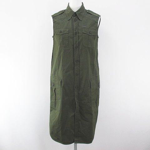 ディースクエアード Dsquared2 ノースリーブ 膝丈 ミリタリーワンピース 40 緑系 グリーン イタリア製 ストレッチ 綿 コットン レディース 077 ベクトルパーク