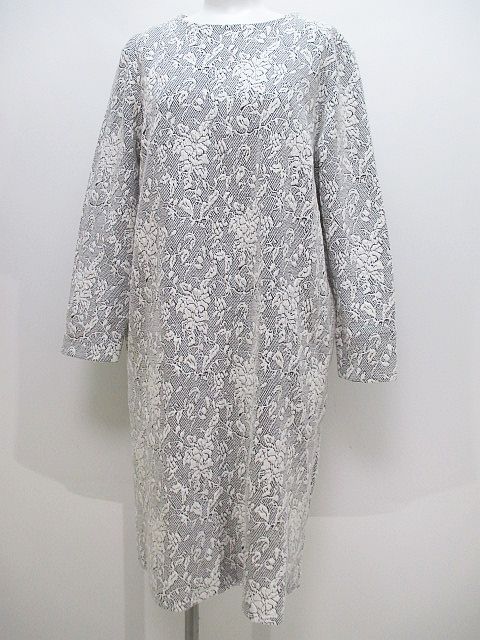 アルファキュービック Alpha Cubic A C Design 花柄 長袖 ワンピース 膝丈 L 白系 ホワイト ホック 裏地 レディース 077 ベクトルパーク