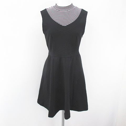 ジルバイジルスチュアート Jill By Jillstuart ボーダー ノースリーブ 膝上 ミニ フレアワンピース 黒系 ブラック レイヤード ニット リボン レディース 077 ベクトルパーク